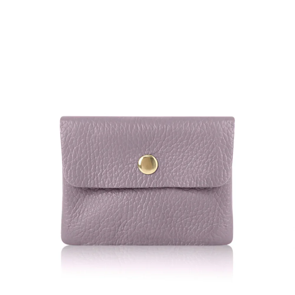Handmade Genuine Italian Leather Coin and Cardholder Purse - Lilac