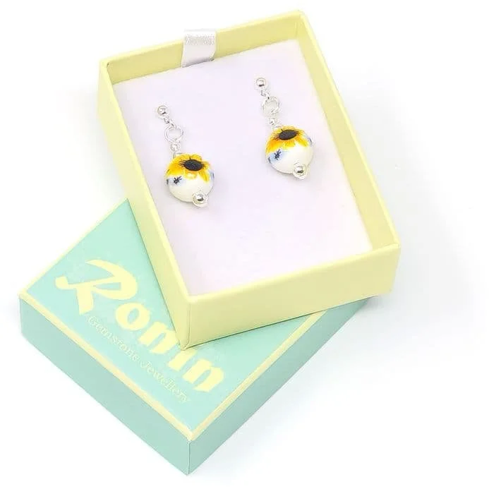 Handmade Semi-Precious Gemstone Earrings - Sunflower Yellow