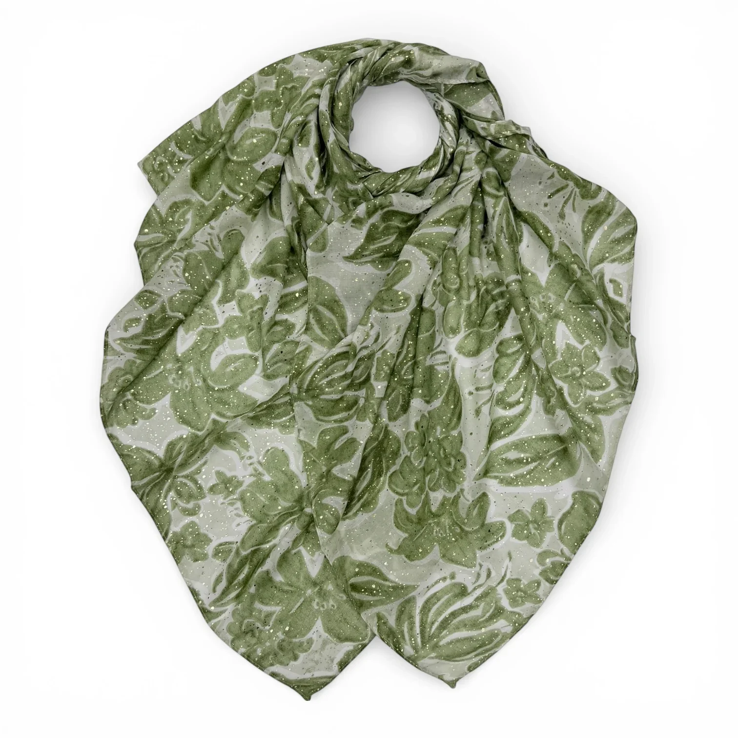 Lily Leaf Print Scarf - Green