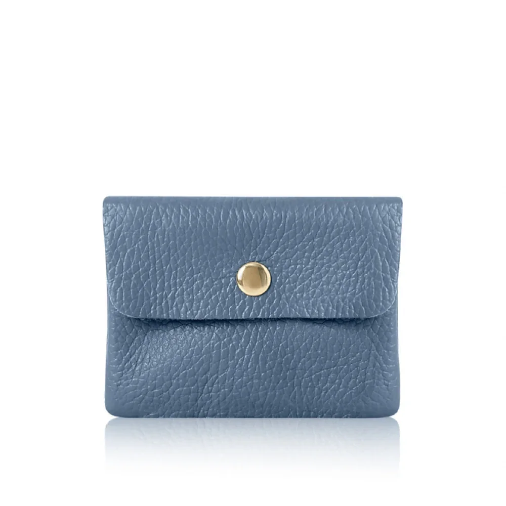 Handmade Genuine Italian Leather Coin and Cardholder Purse - Denim Blue