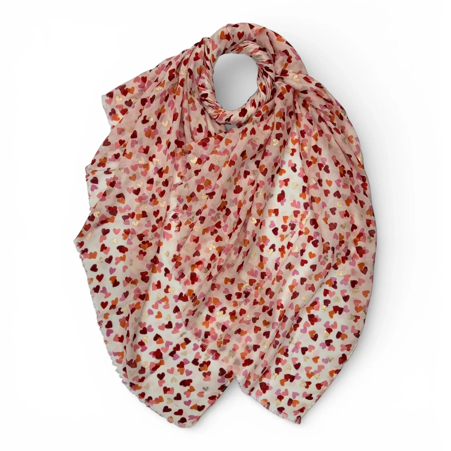 Heart Scarf with Golden Accents - Pink