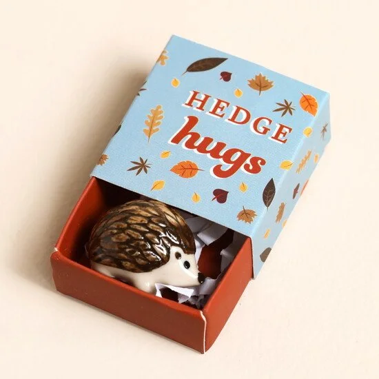 Tiny Matchbox Ceramic Hedgehog