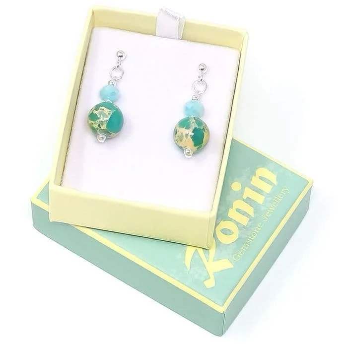 Handmade Semi-Precious Gemstone Earrings - Green