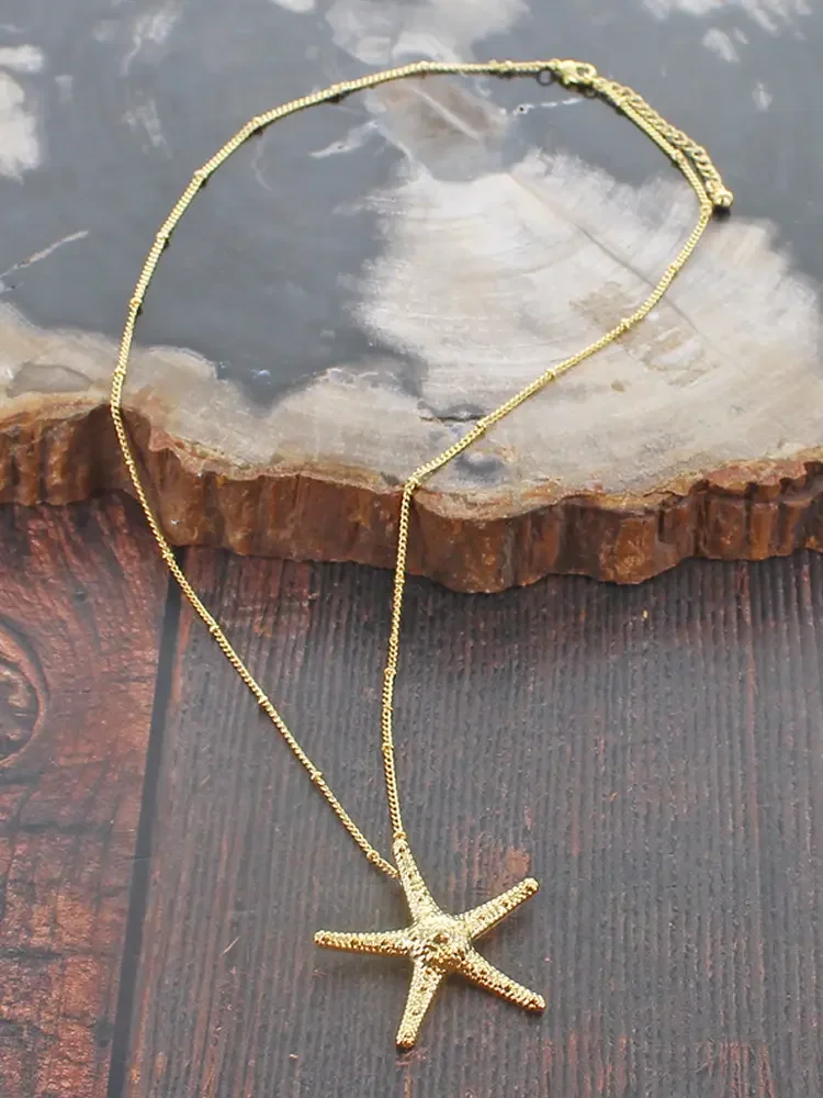 Elegant Gold Plate Starfish Necklace