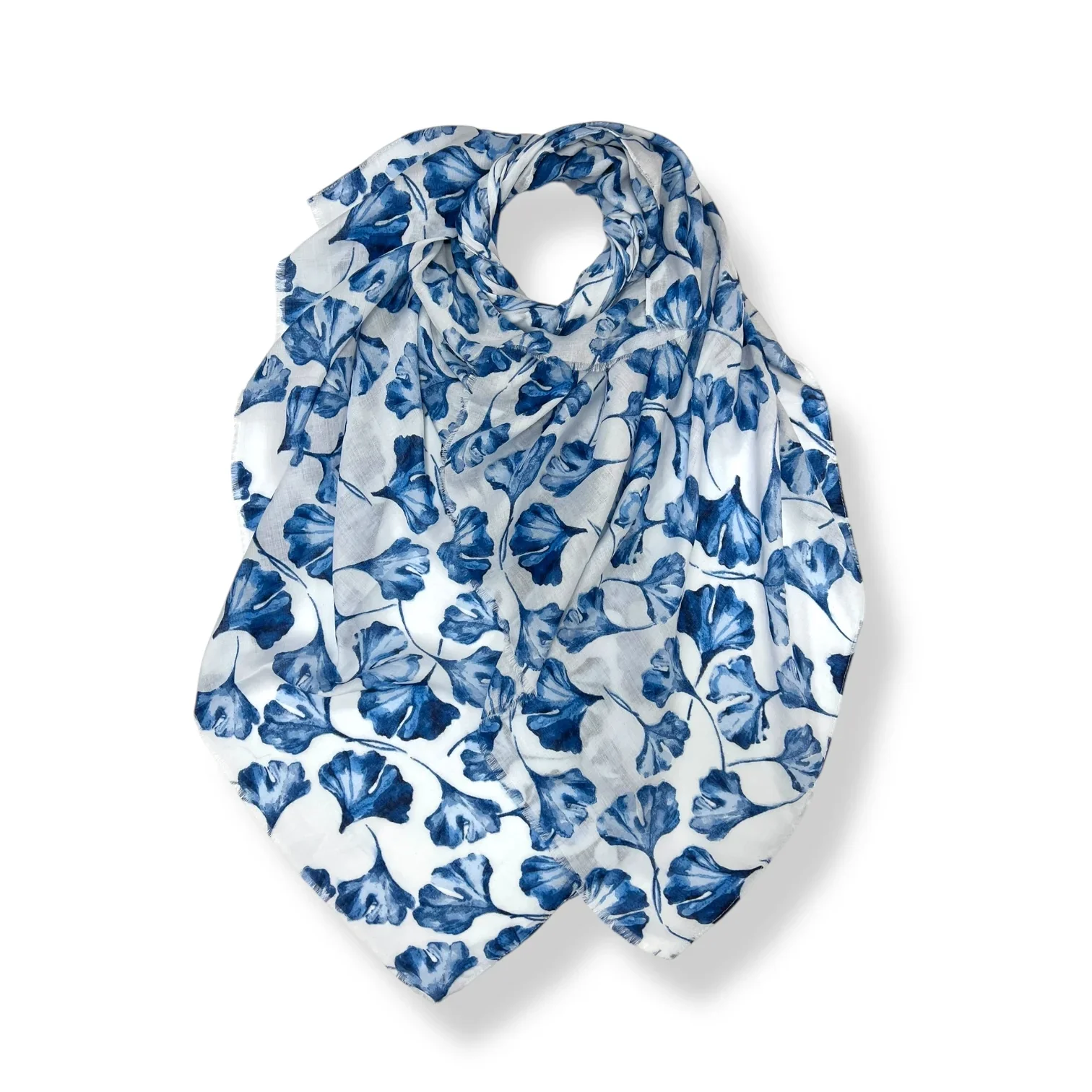 Ginkgo Leaves Scarf  - Blue