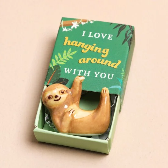 Tiny Matchbox Ceramic Sloth