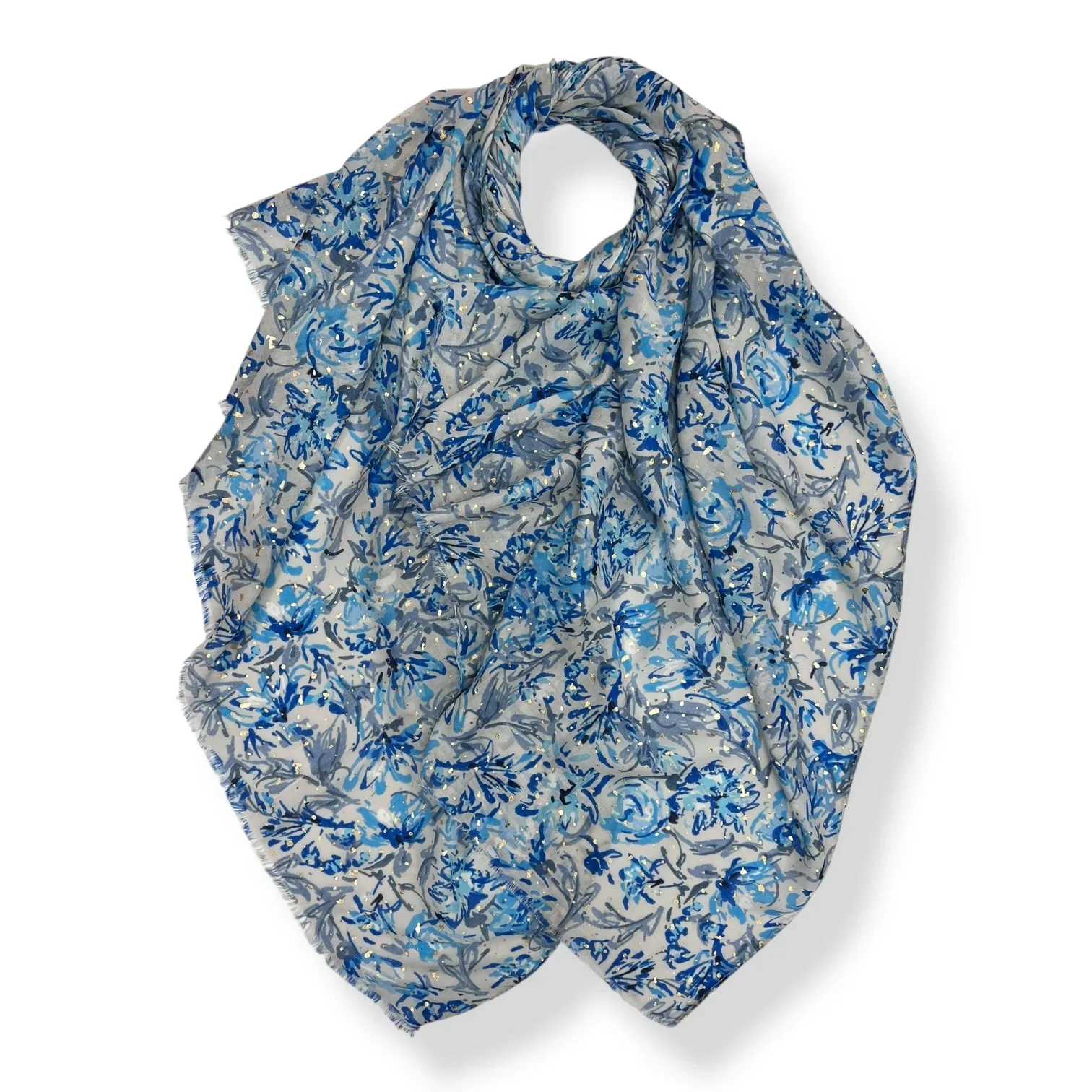 Hibiscus Flower Scarf - Blue