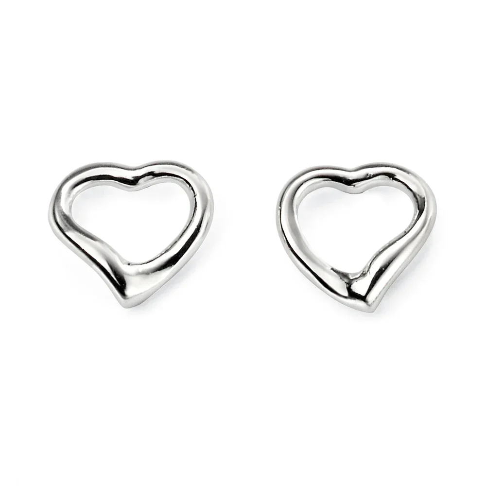 Open Heart Sterling Silver Earrings