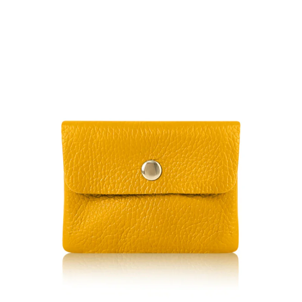 Handmade Genuine Italian Leather Coin and Cardholder Purse - Mustard