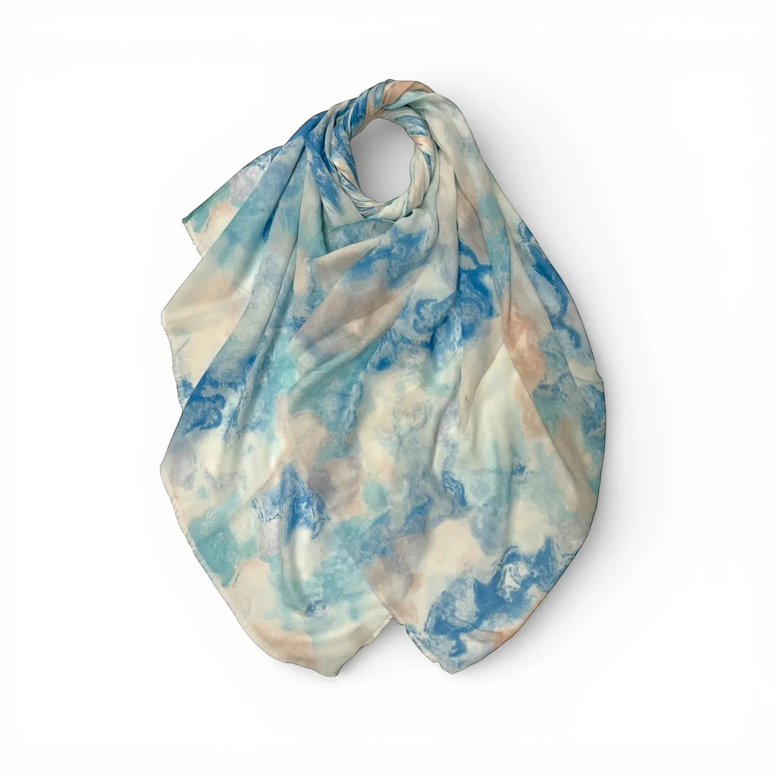 Soft Pastel Watercolour Marble Scarf - Blue