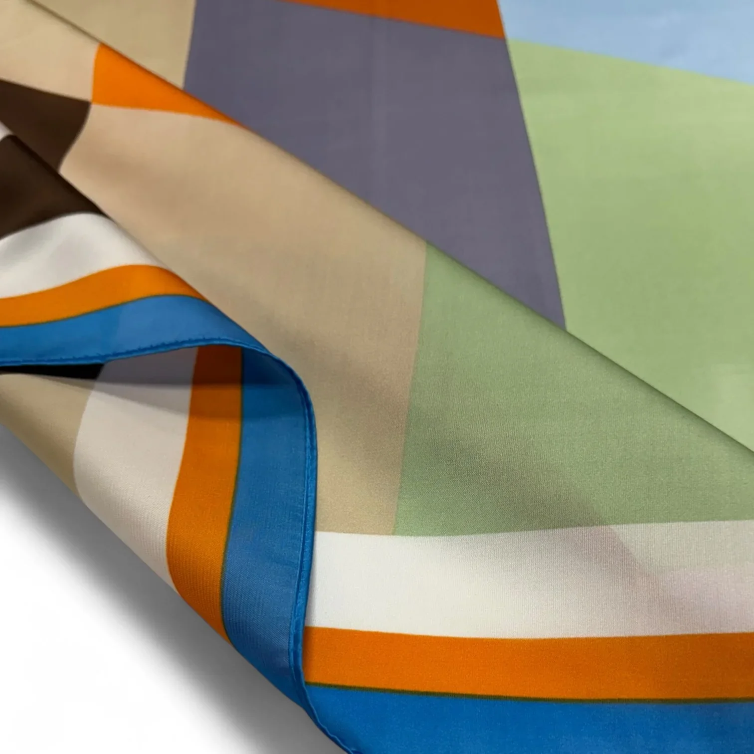 Geometric Print Square Scarf - Blue