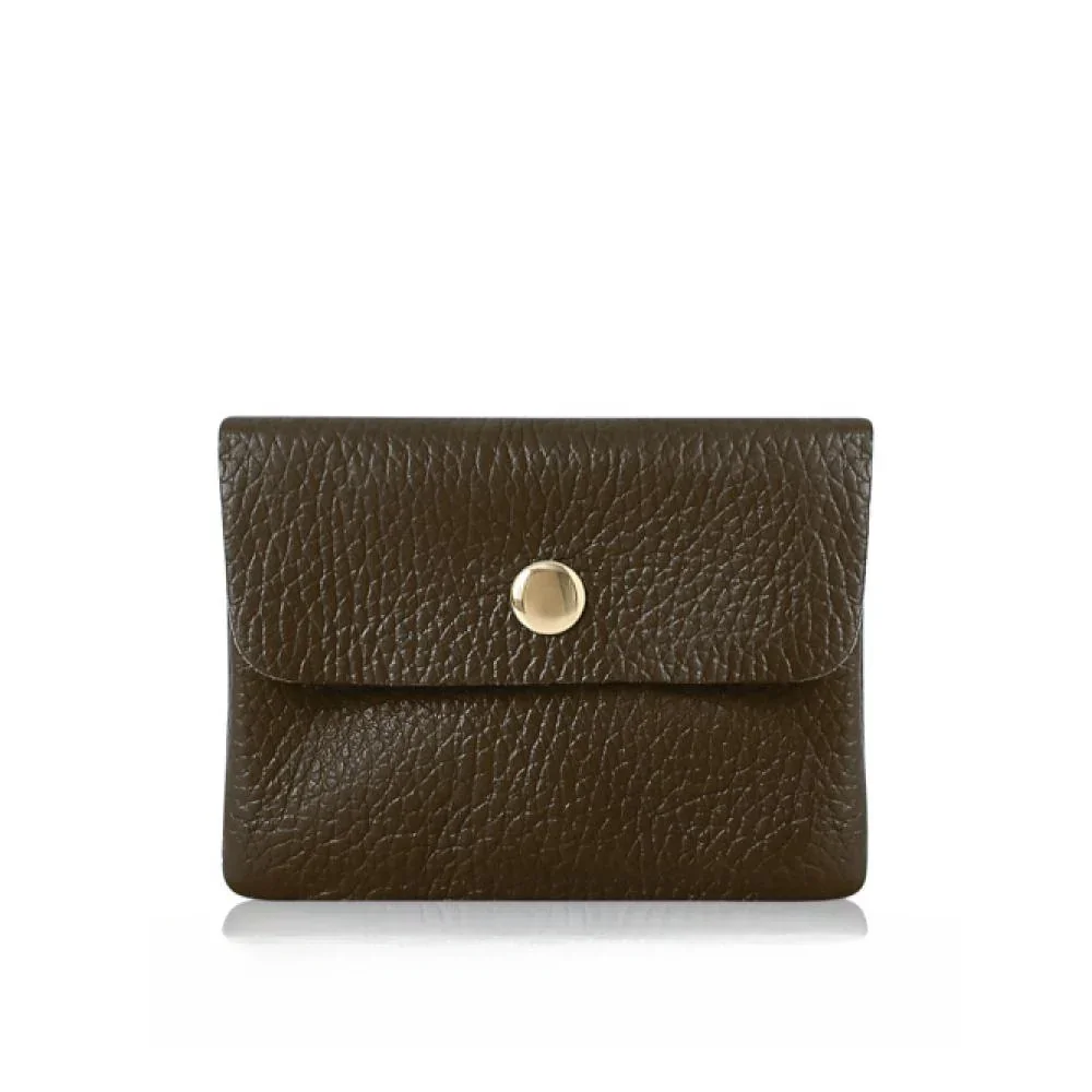 Handmade Genuine Italian Leather Coin and Cardholder Purse - Dark Chocolate