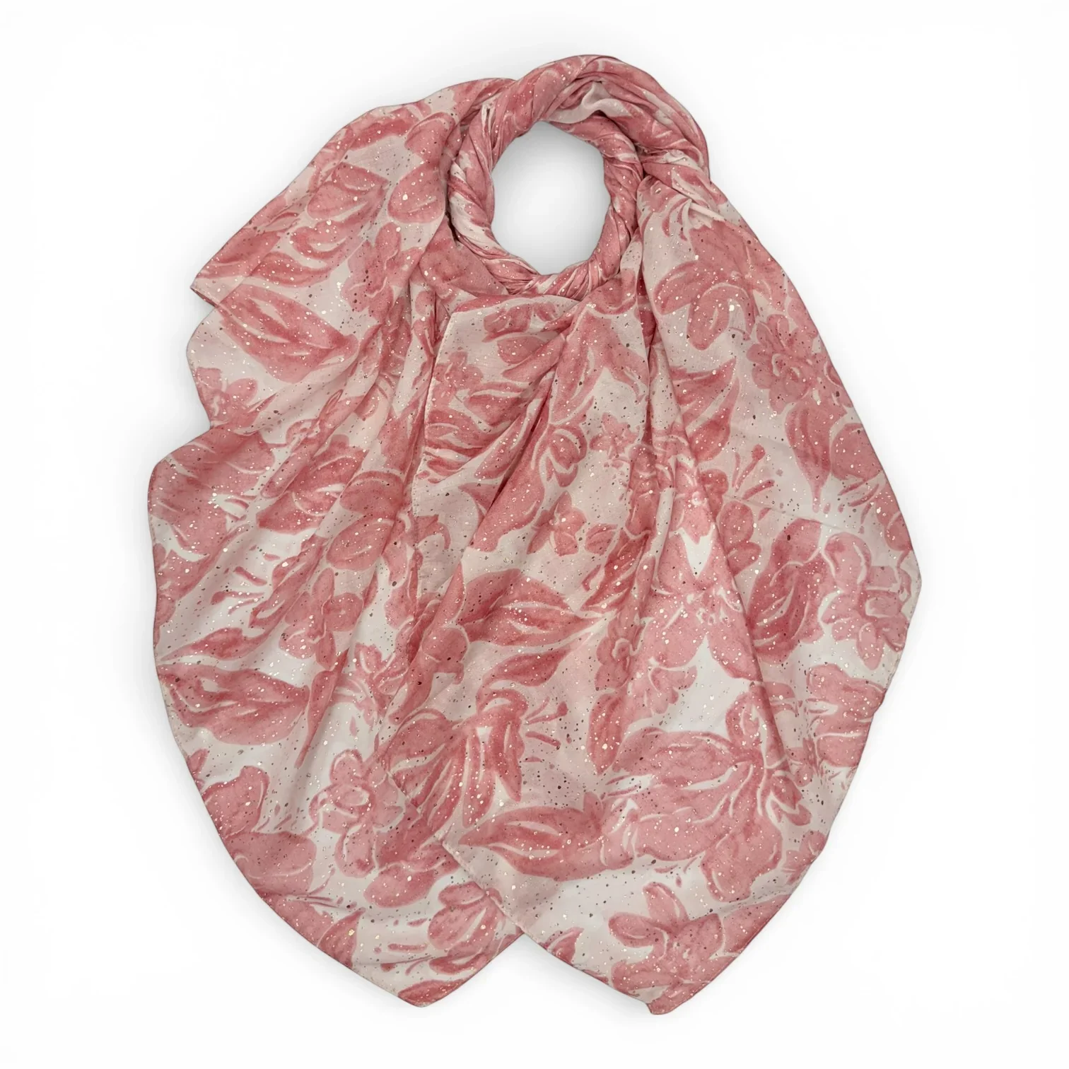 Lily Leaf Print Scarf - Pink