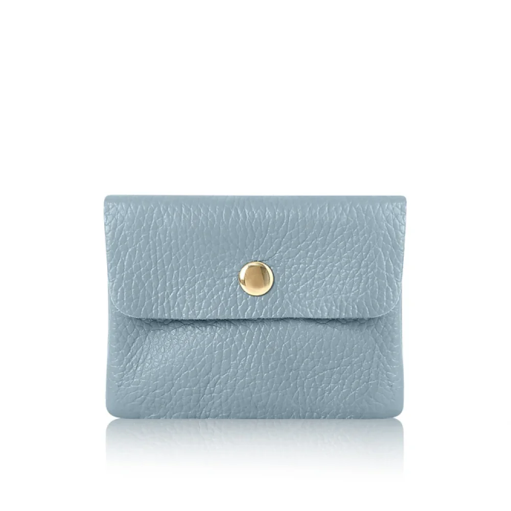 Handmade Genuine Italian Leather Coin and Cardholder Purse - Duck Egg Blue