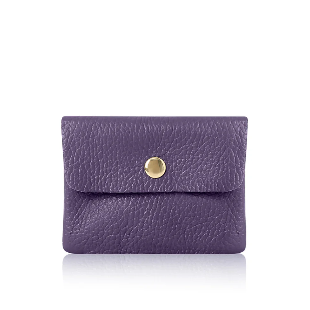 Handmade Genuine Italian Leather Coin and Cardholder Purse - Grape