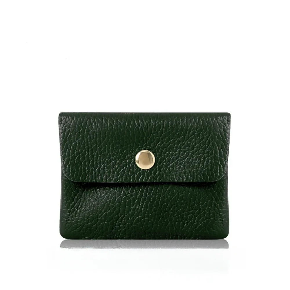 Handmade Genuine Italian Leather Coin and Cardholder Purse - Dark Green