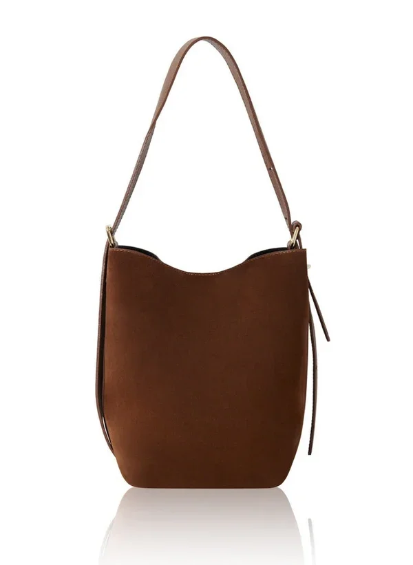 Italian Leather and Premium Suede Hobo Bag - Tan