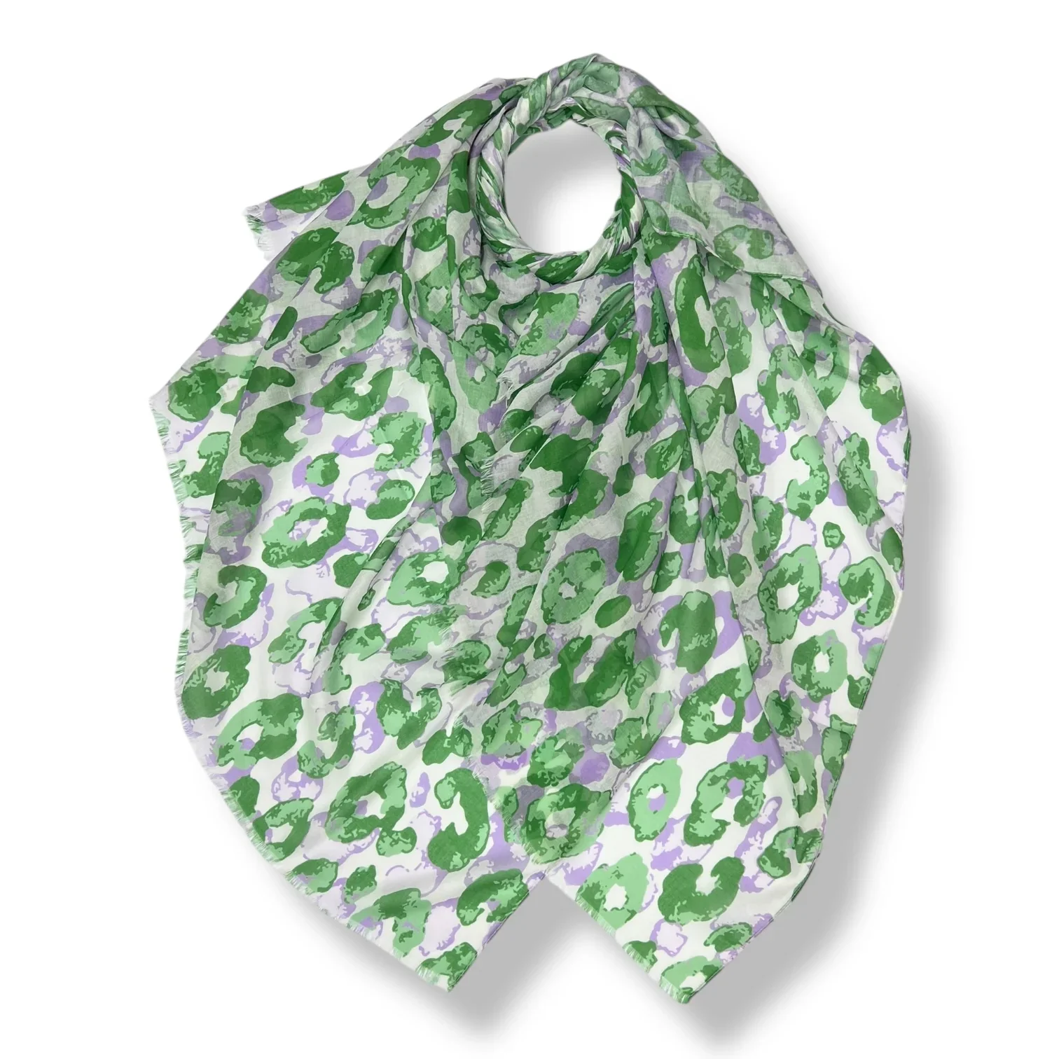 Leopard Print Scarf - Green & Lavender