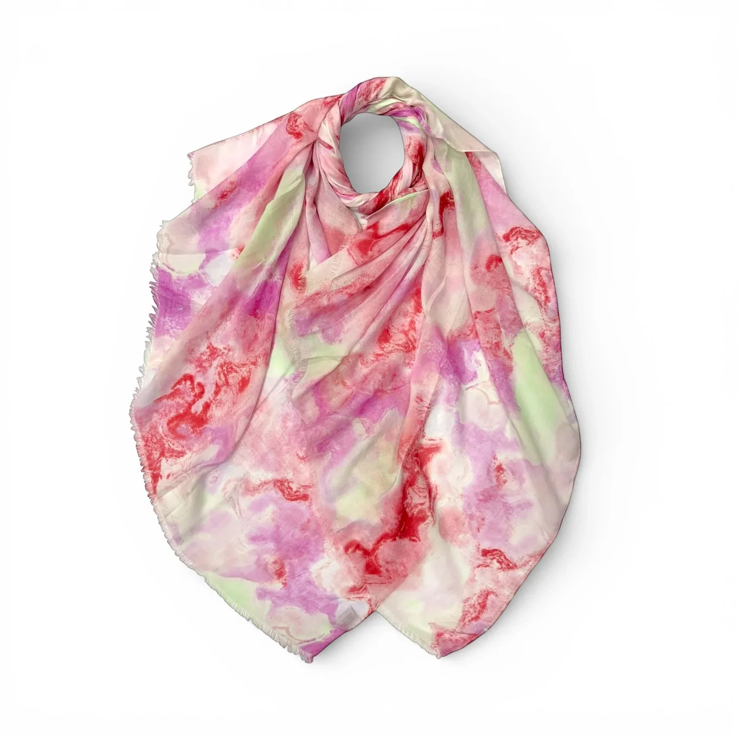 Soft Pastel Watercolour Marble Scarf - Red