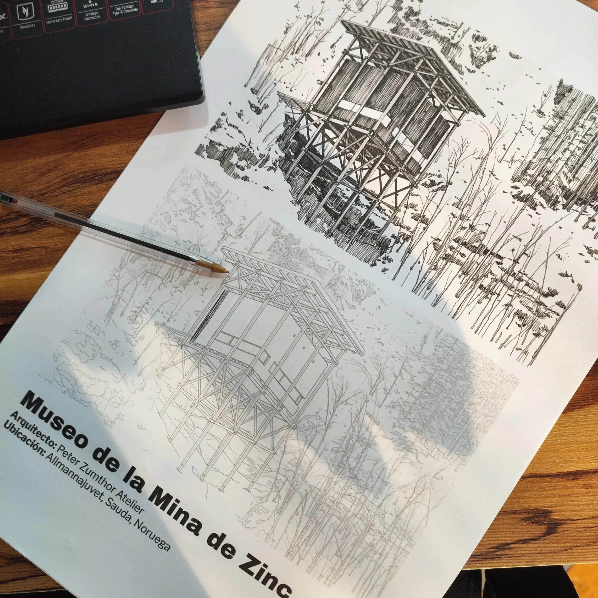 Sketchbook de Arquitectura: Boceto con Achurado + Líneas Base