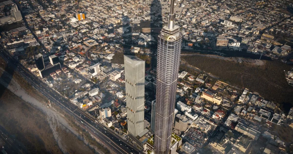 fachada de cristal de Torre Rise