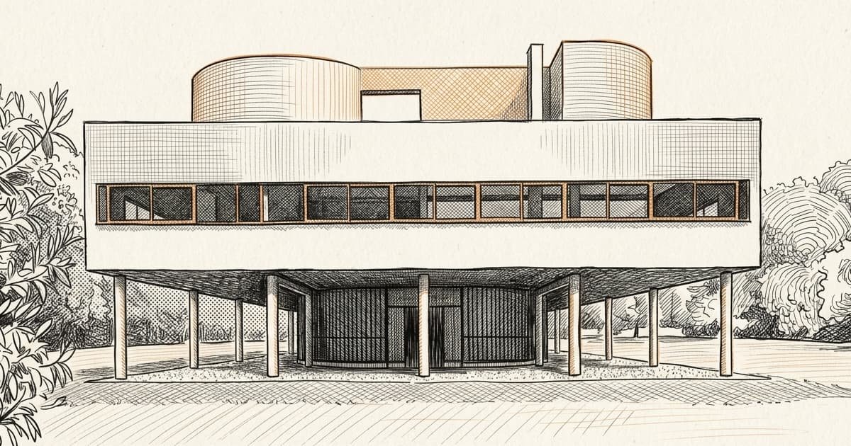 dibujo a mano alzada de la Villa Savoye