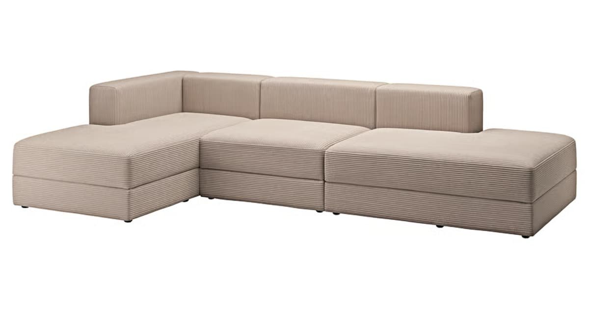 Detalle de tejido de sofá modular de diseño en L