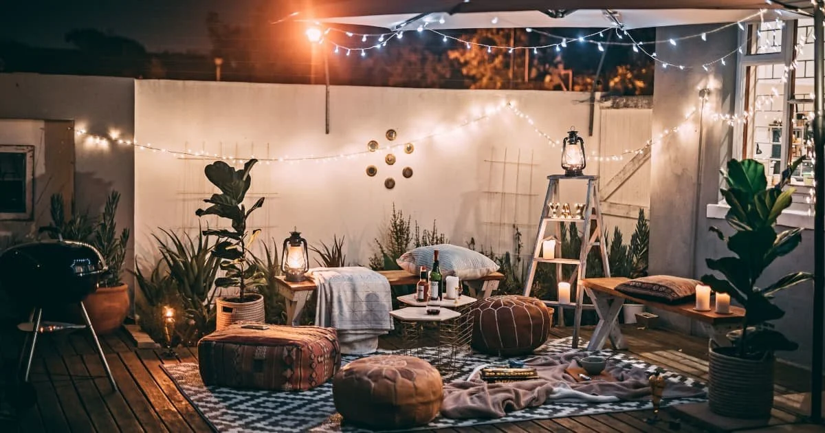 iluminación diseño de patio en casa