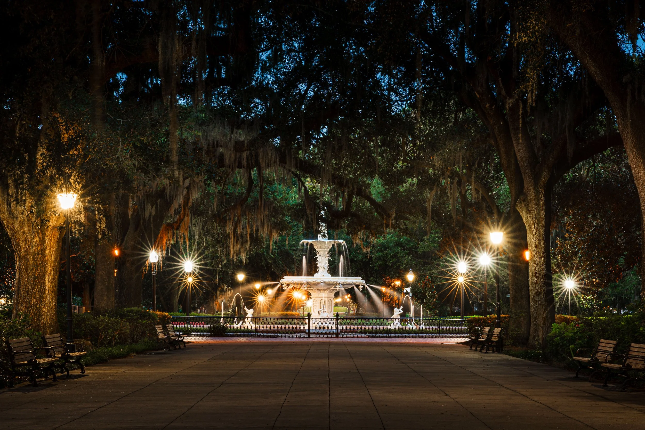 _20A6215Fountain in Forsyth Park Predawn, Savannah, GA.jpg