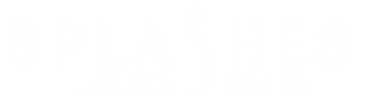 Text reading 'SPLASHES LAGUNA BEACH' with stylized font on a dark background.