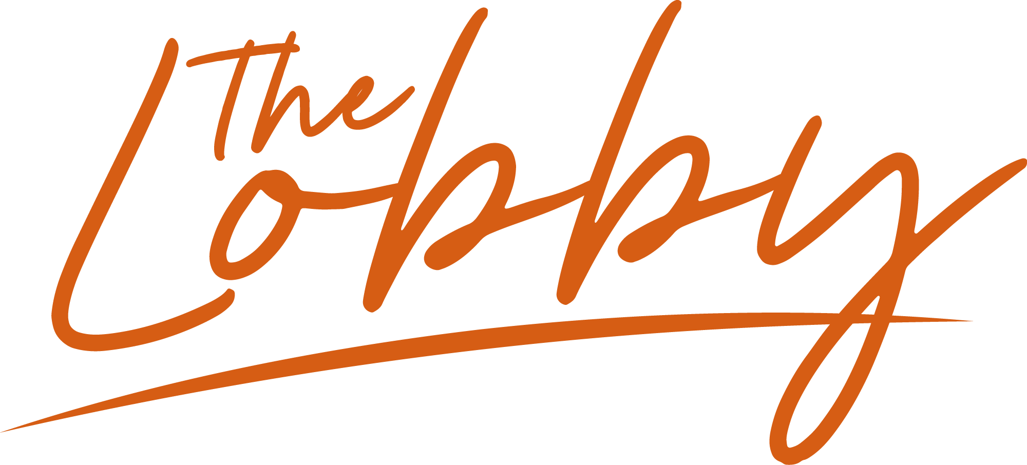 Stylized cursive text reading "The Lobby" in brown color. Photo by Summerside Creative A Hotel Social Media & Creative Agency Serving Hospitality Brands