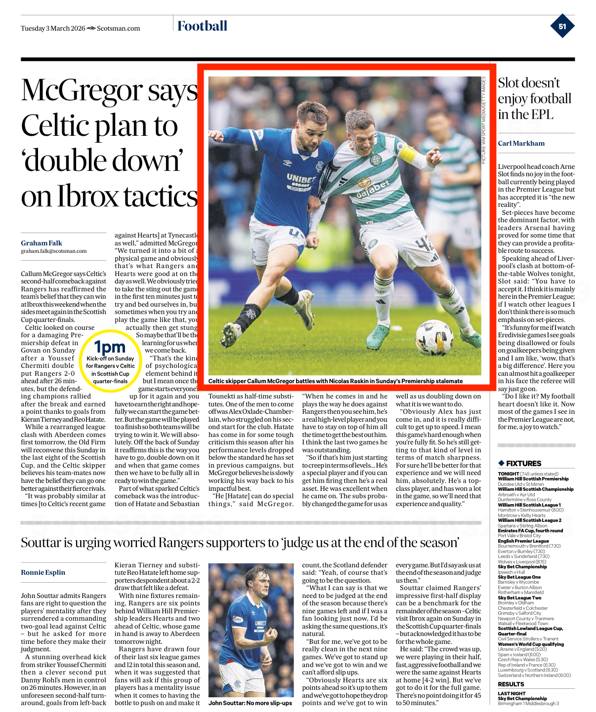 Raskin and McGregor battling. Images shot for Getty Images and featured in The Scotsman Newspaper