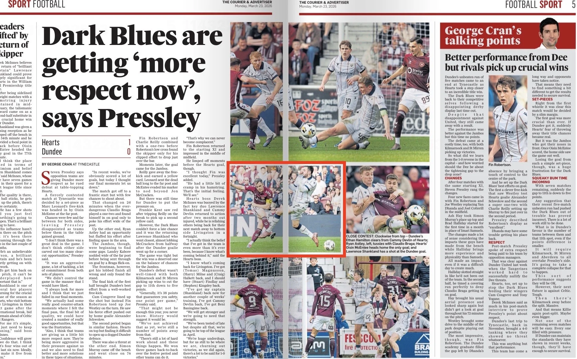 Shankland attempting a shot. Image shot for Action Plus Sports Images and featured in The Courier and Advertiser Newspaper