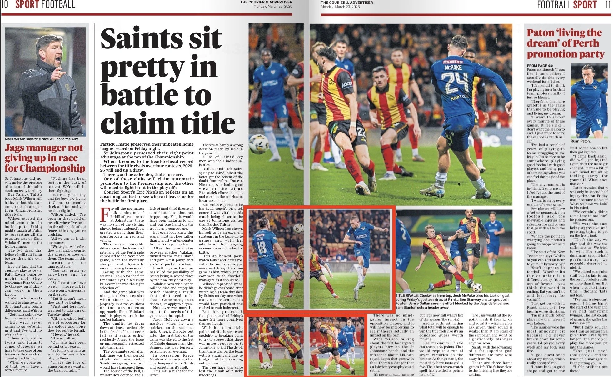 Shots coming in during Partick Thistle v St Johnstone. Images shot for Action Plus Sports Images and featured in The Courier and Advertiser Newspaper