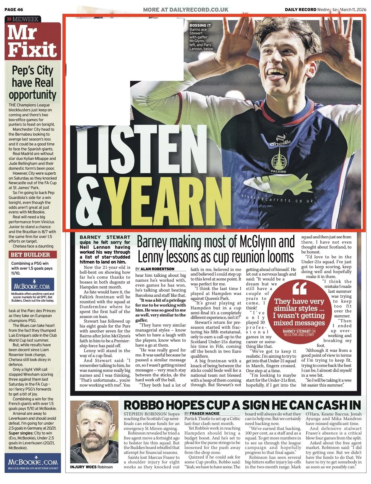 Falkirk celebrate second goal. Image shot for Action Plus Sports Images and featured in The Daily Record Newspaper