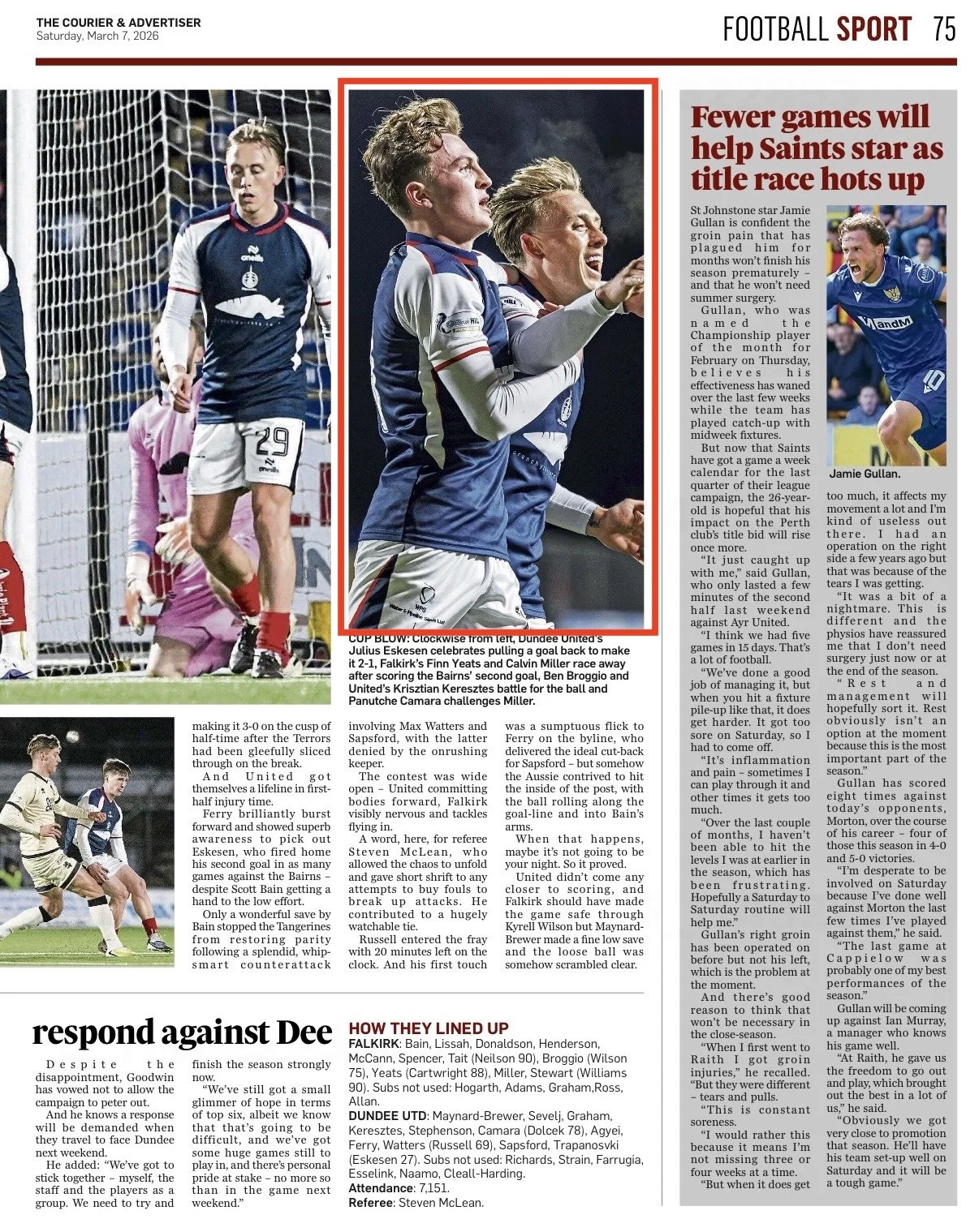 Falkirk celebrate second goal. Image shot for Action Plus Sports Images and featured in The Courier Newspaper.