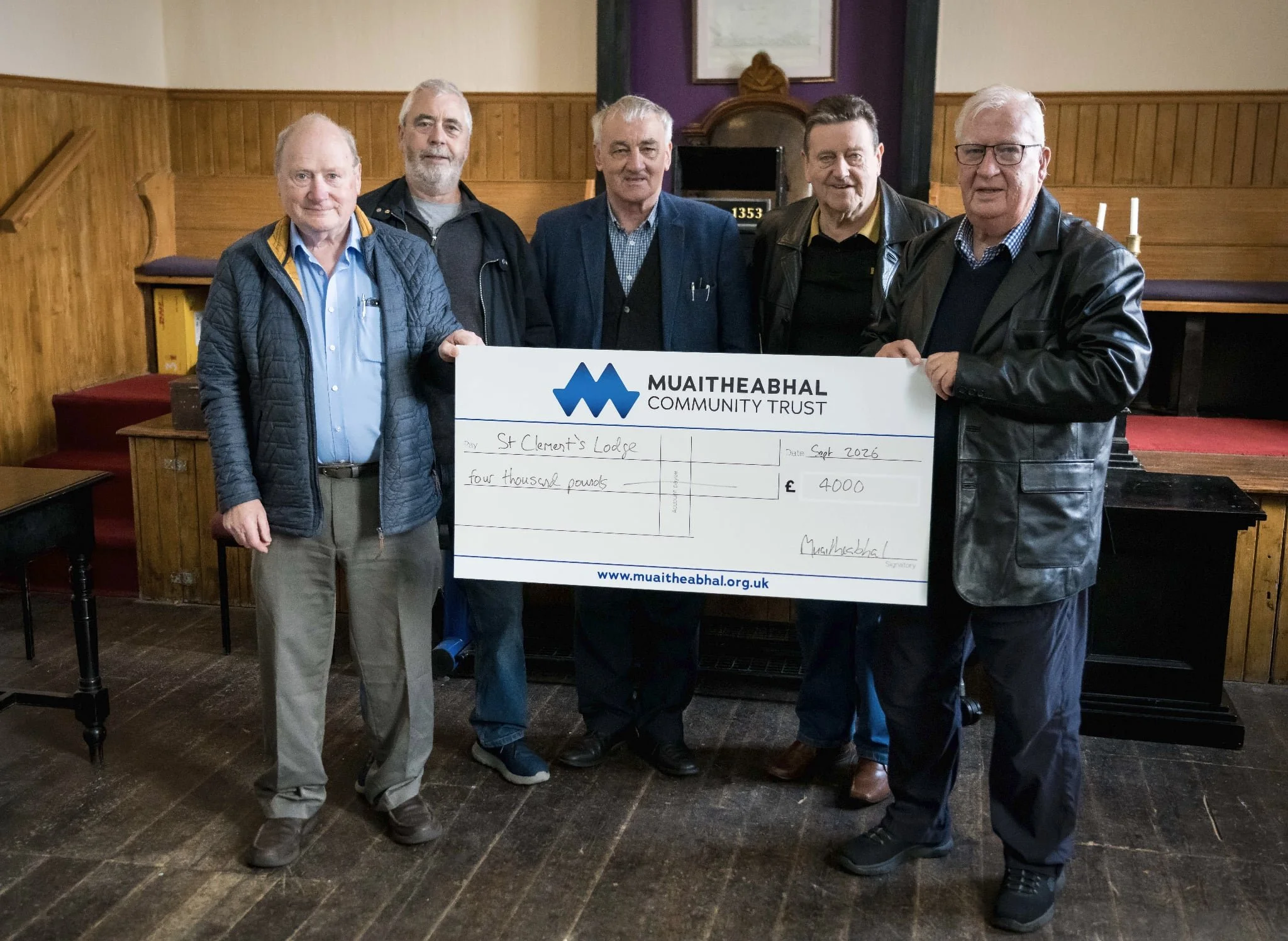Muaitheabhal Community Trust awards £4,000 to St Clement's Lodge for centenary refurbishment