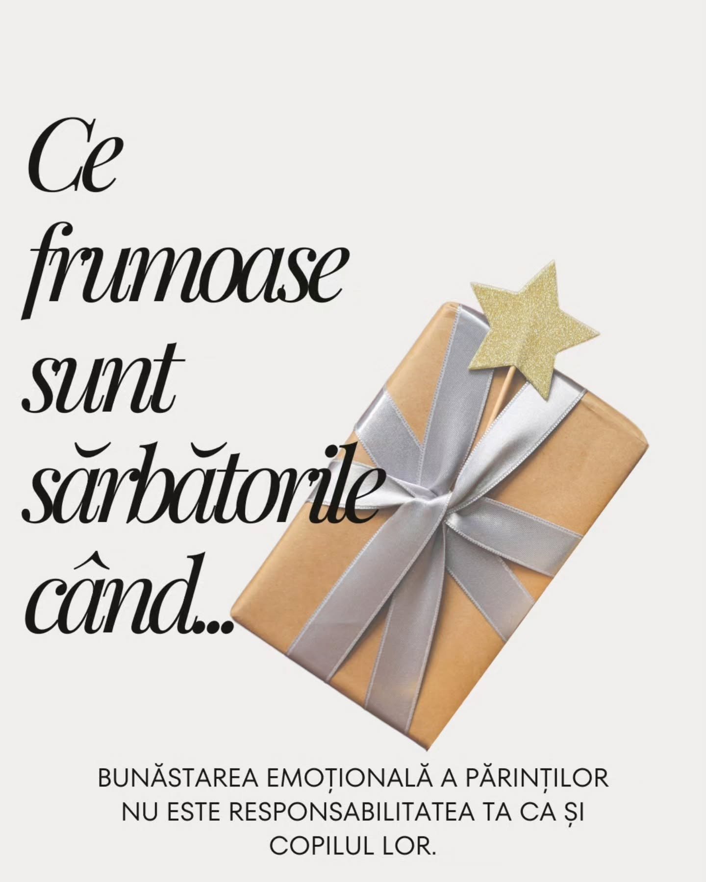 Sărbători fericite tuturor celor care &icirc;și amintesc, măcar o dată pe an, că nu sunt "departamentul de reglare emoțională" al familiei. 🎄

Nu repari dinamici &icirc;ntre sarmale și cozonac.

Nu &icirc;ți numeri valoarea &icirc;n porții