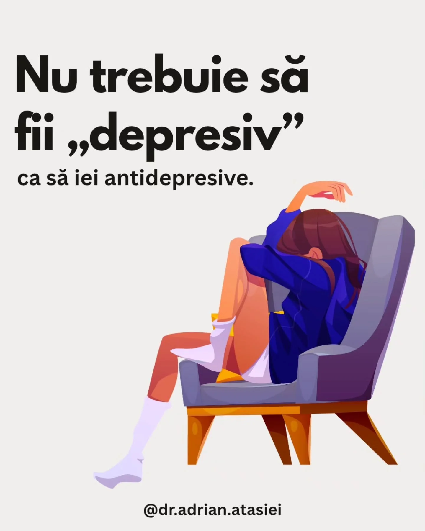 Nu trebuie să fii &bdquo;depresiv&rdquo; ca să iei antidepresive.

Numele medicamentelor sună ca niște etichete (&bdquo;anti-depresiv&rdquo;, &bdquo;anti-psihotic&rdquo;, &bdquo;anti-epileptic&rdquo;).
&Icirc;n practică, noi ne uităm la simptome, la 