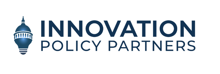 Logo for Innovation Policy Partners featuring a stylized light bulb with a the Capitol dome as the top of the bulb.