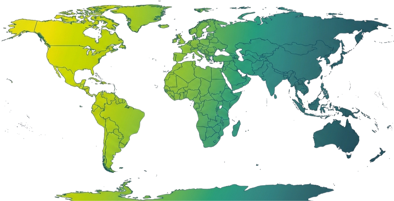 Color-coded world map showing different countries.
