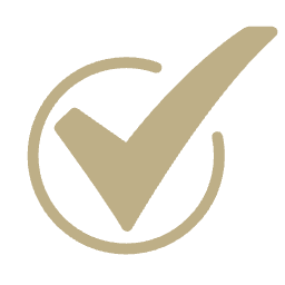 A checkmark inside a circle, indicating completion or approval.