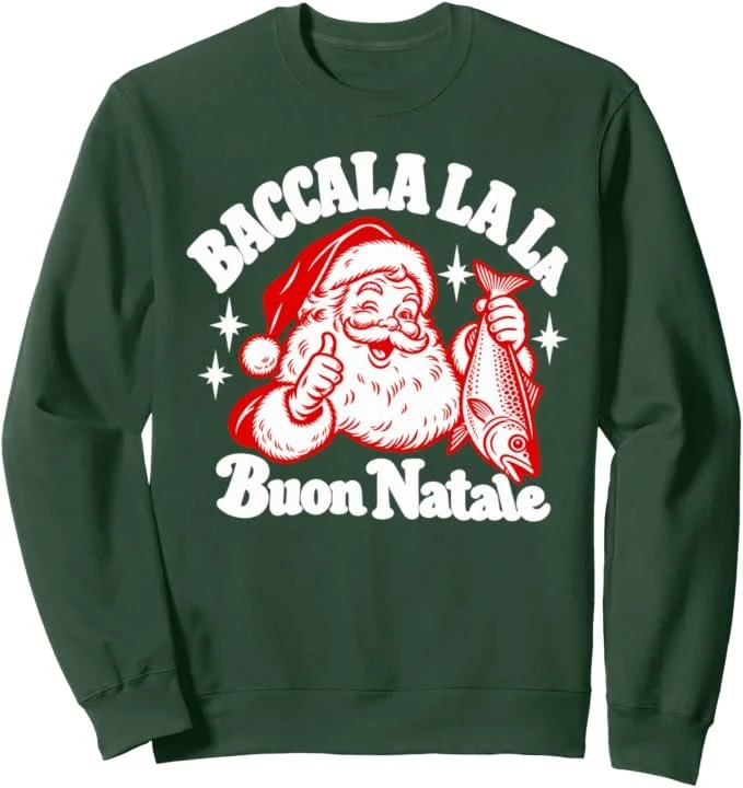 Funny Vintage Santa Italian Christmas Crewneck