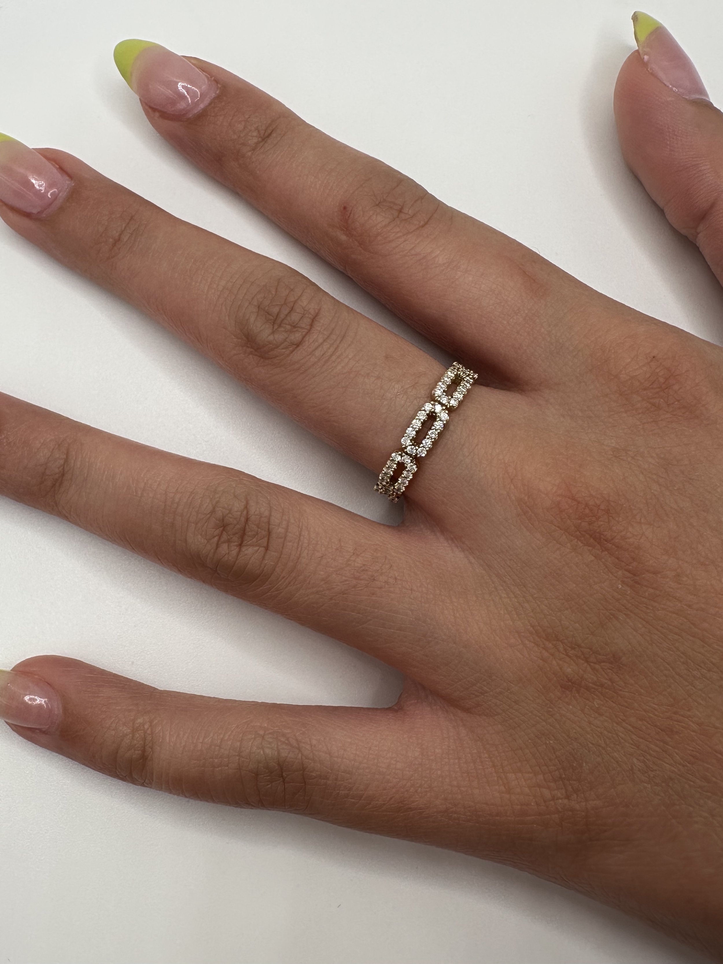 Paperclip Diamond Pave Ring