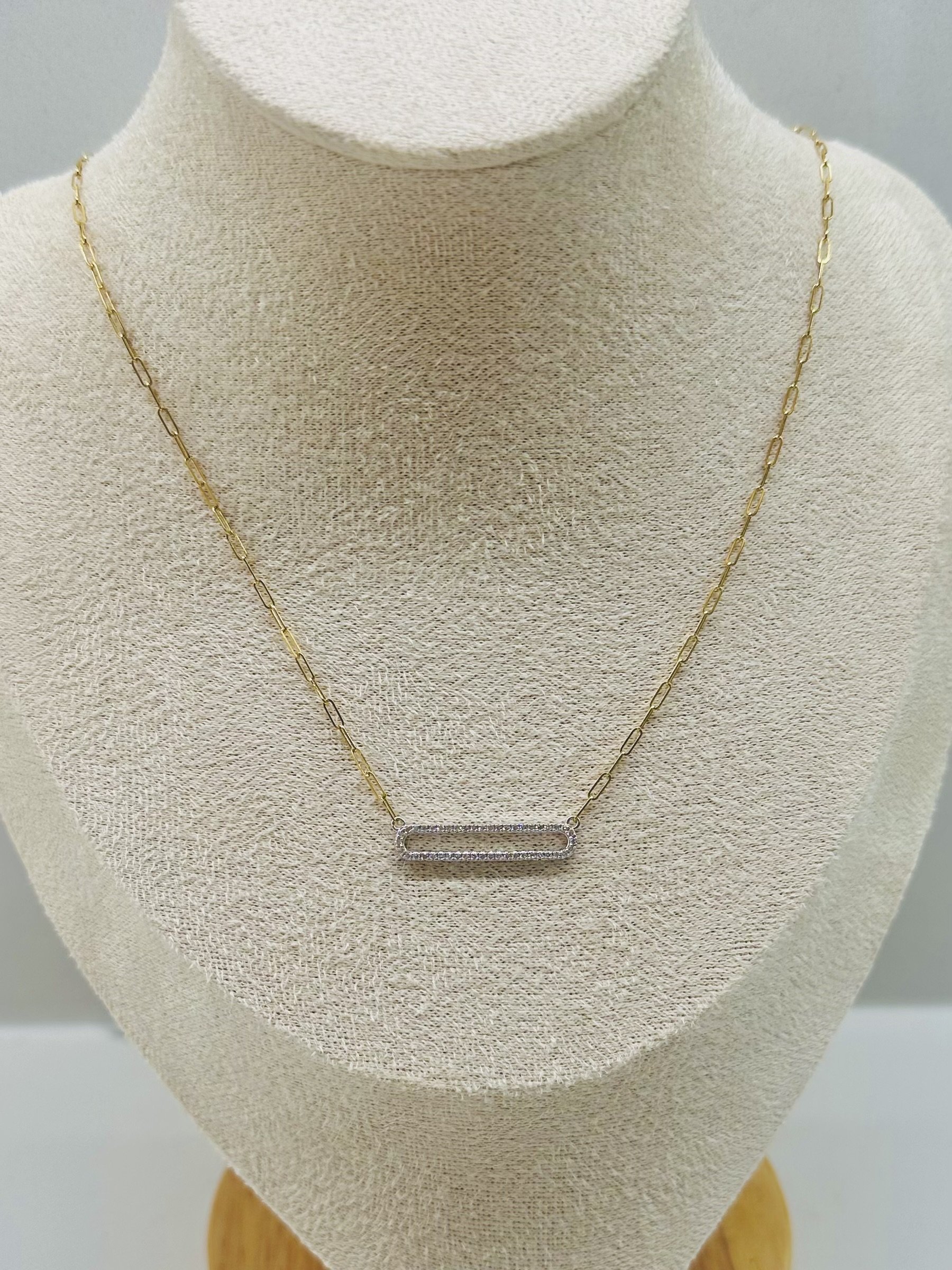 Paperclip Necklace with Large Diamond Paperclip Pendant