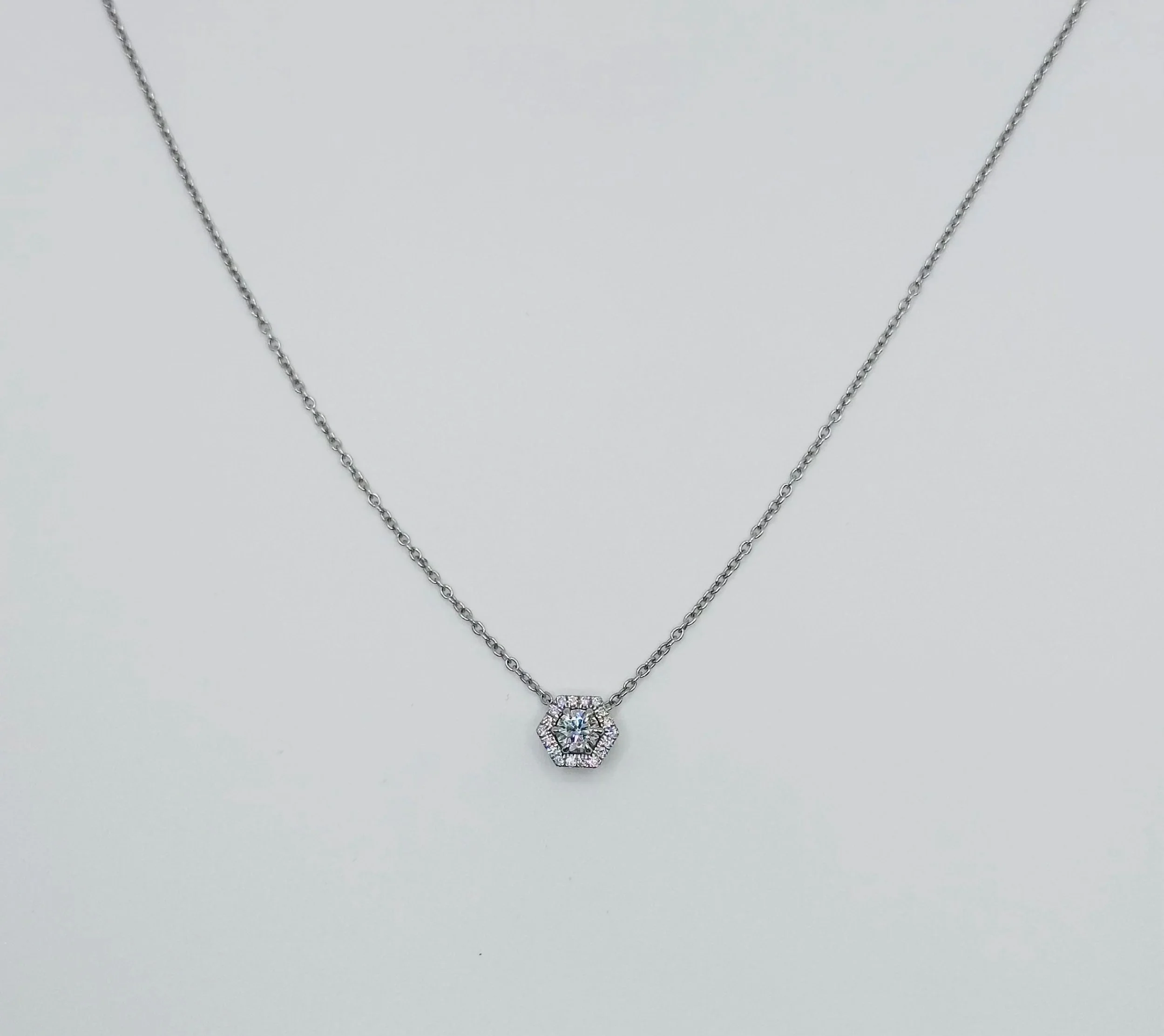Diamond Hexagon Halo Pendant
