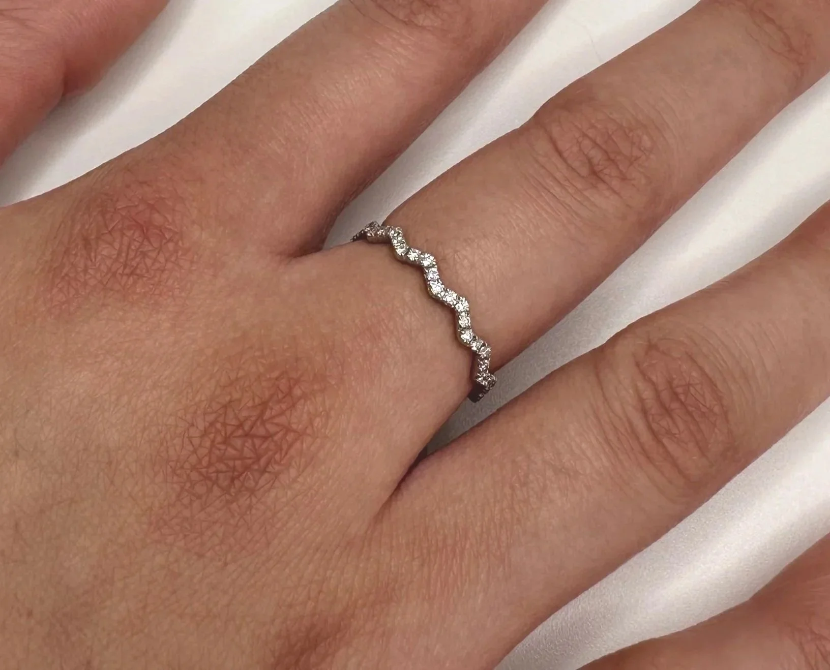 Pave Diamond Wavy Eternity Band