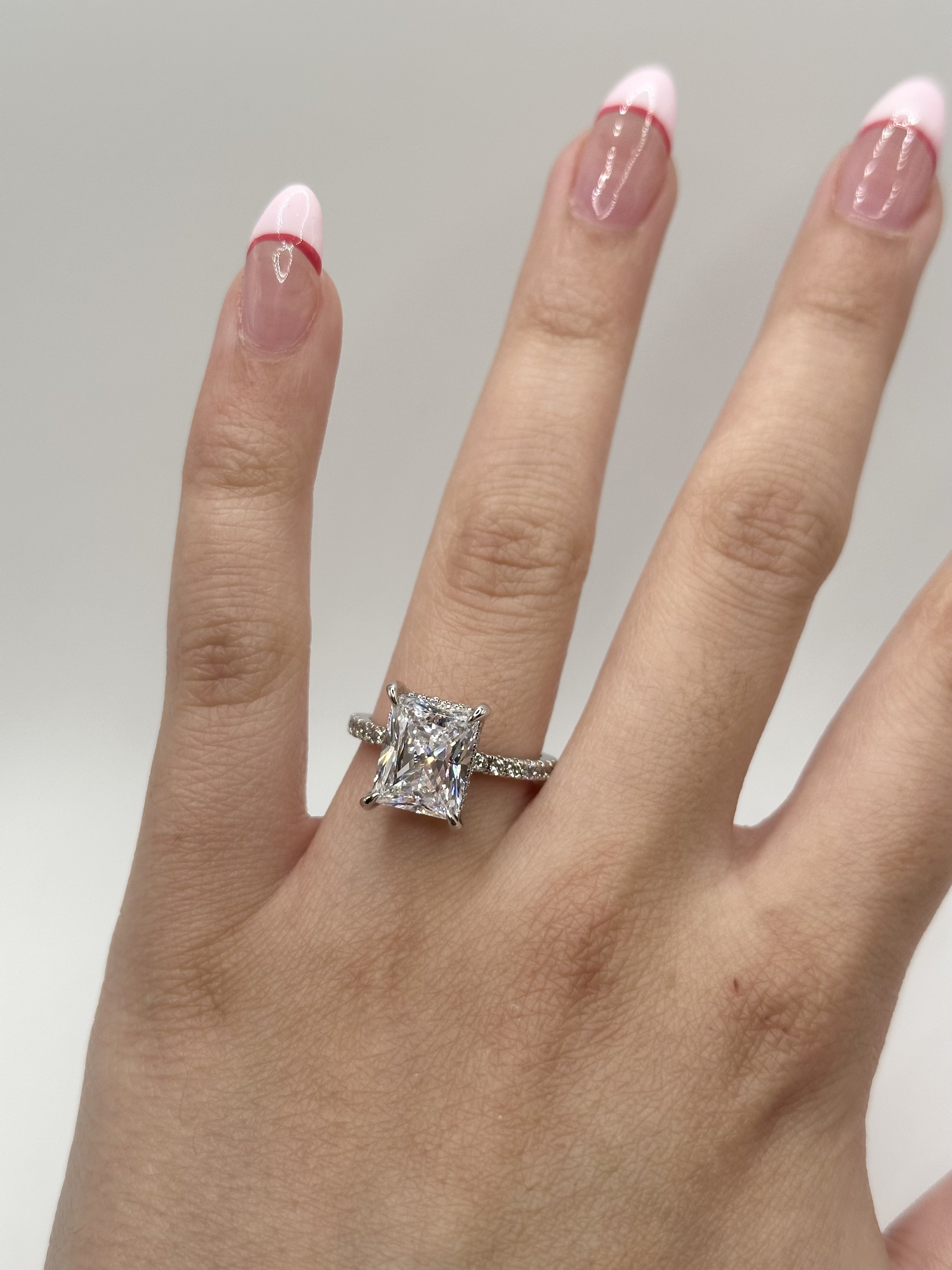 Radiant Cut Hidden Halo Diamond Engagement Ring