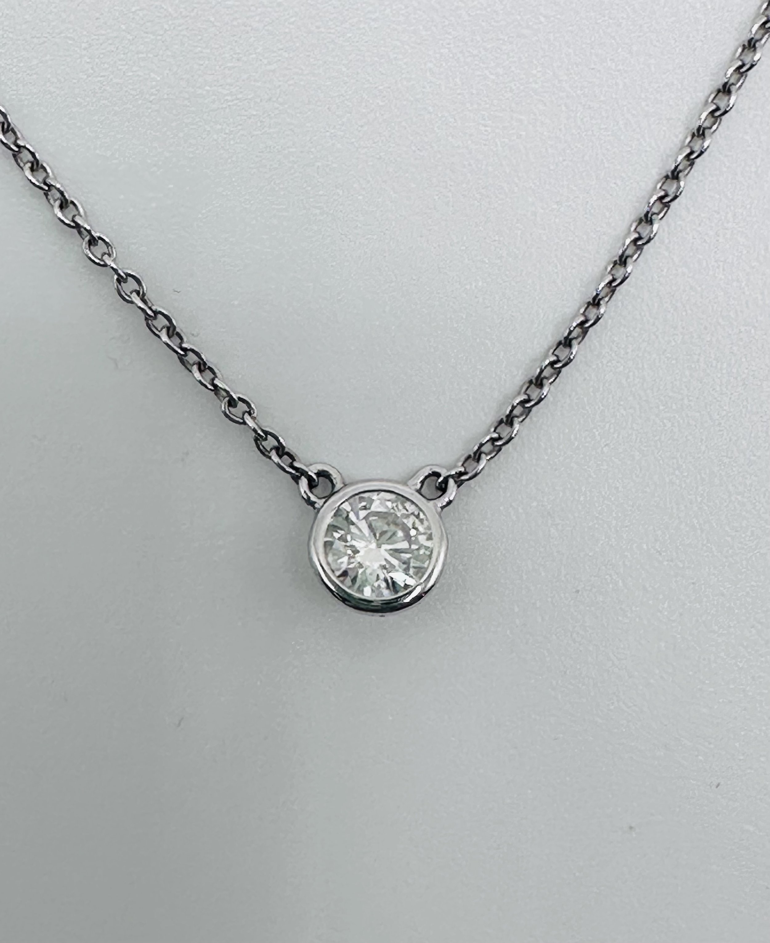 Single Polished Bezel Diamond Necklace