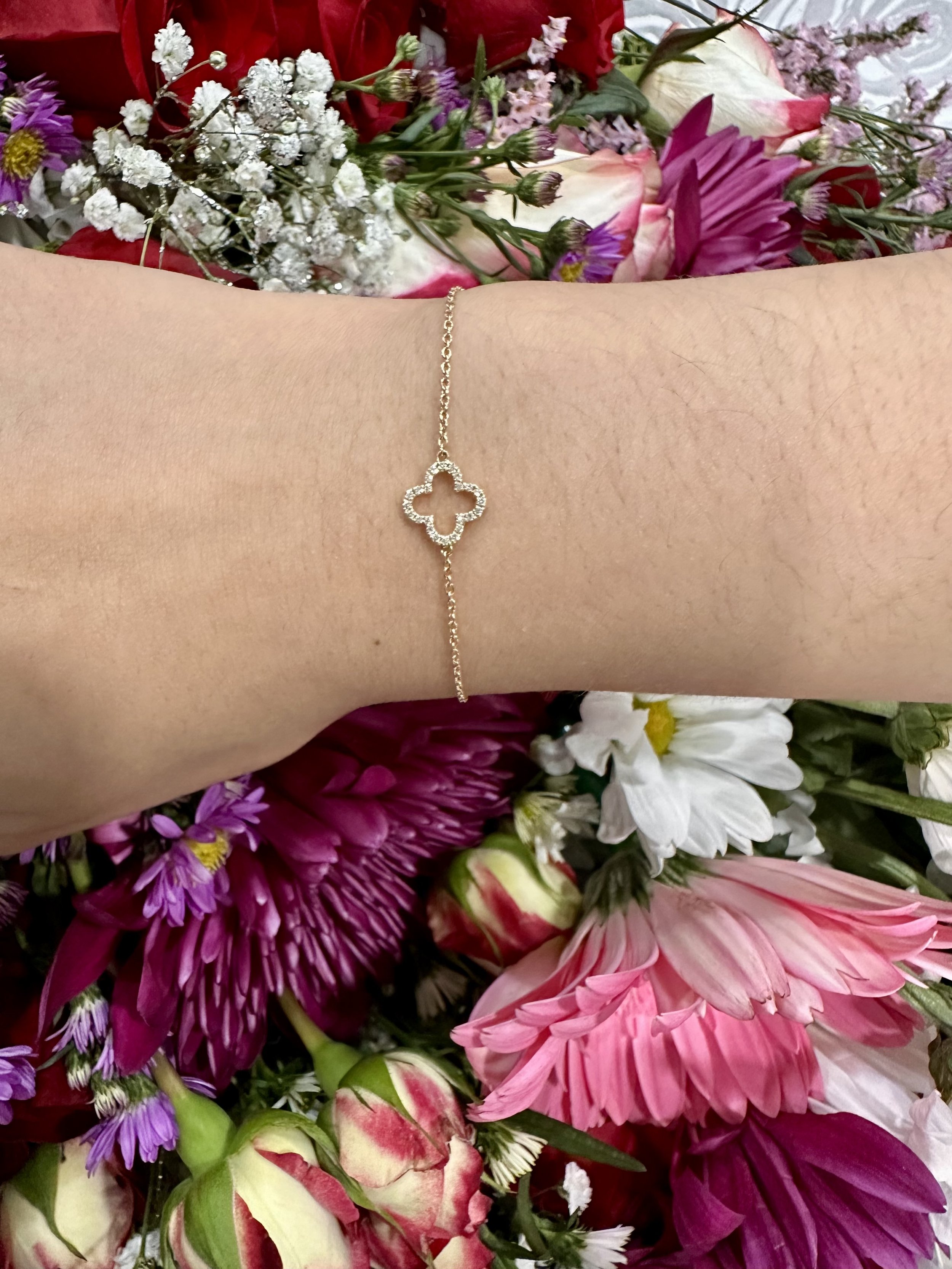 Open Diamond Clover Bracelet